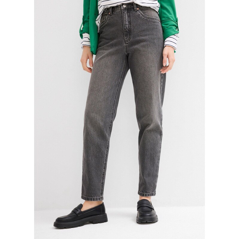 bonprix Mom-džínsy, High Waist, cropped, farba šedá 62741354