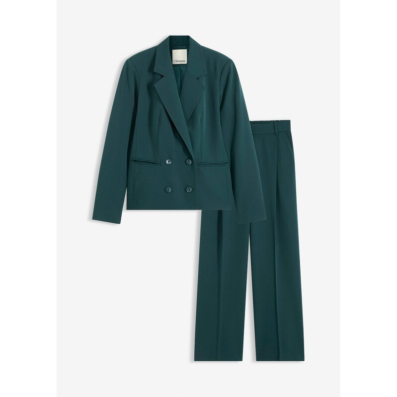 bonprix Nohavicový oblek, 2-dielny, farba zelená 66438756