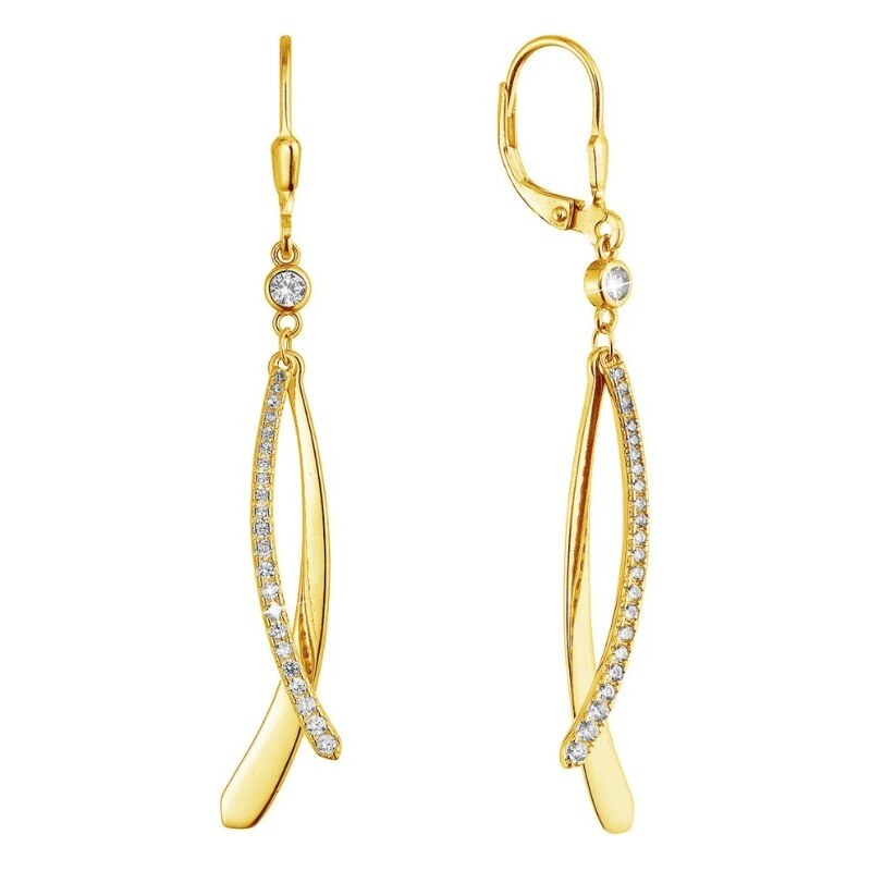 Evolution Group Dlhé pozlátené náušnice so zirkónmi 11540.1/AU 66596168