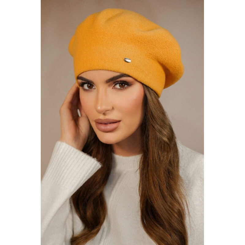 Kamea Medová žltá elegantná dámska baretka na zimu Kiang, Farba medová 66439433