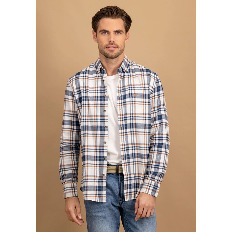 Pánska bavlnená károvaná košeľa FYNCH-HATTON 66439824