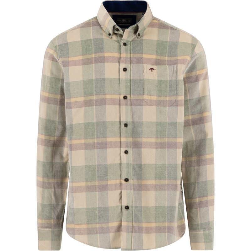 Pánska béžová menčestrová košeľa s károm FYNCH-HATTON 66439825