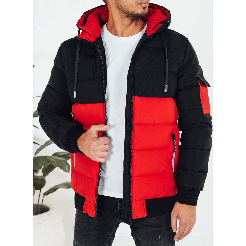 BASIC Čierno-červená pánska zimná bunda s kapucňou TX5099 66445898