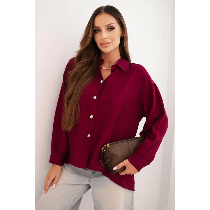 Kesi Dámska elegantná košeľa z viskózy s ozdobnými gombíkmi 66666240