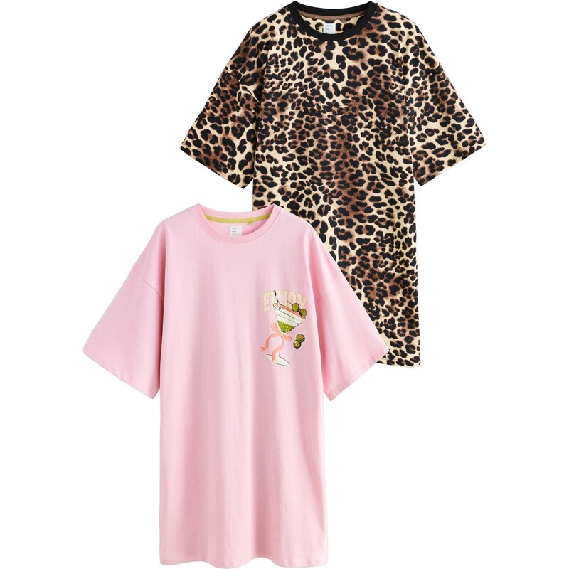 Next Nočná košieľka béžová / hnedá / olivová / ružová 66446094