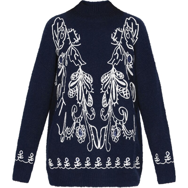 usha FESTIVAL Oversize sveter námornícka modrá / biela 66446300