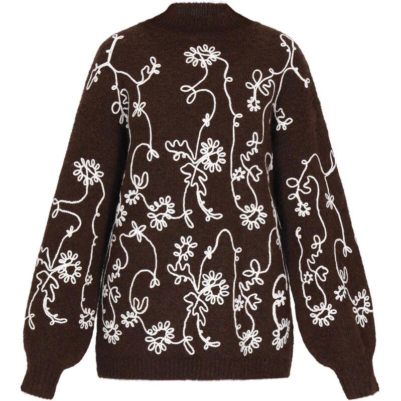 usha FESTIVAL Oversize sveter tmavohnedá / biela 66446305