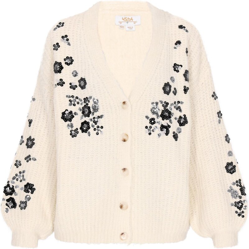 usha FESTIVAL Kardigán sivá / čierna / prírodná biela 66446307