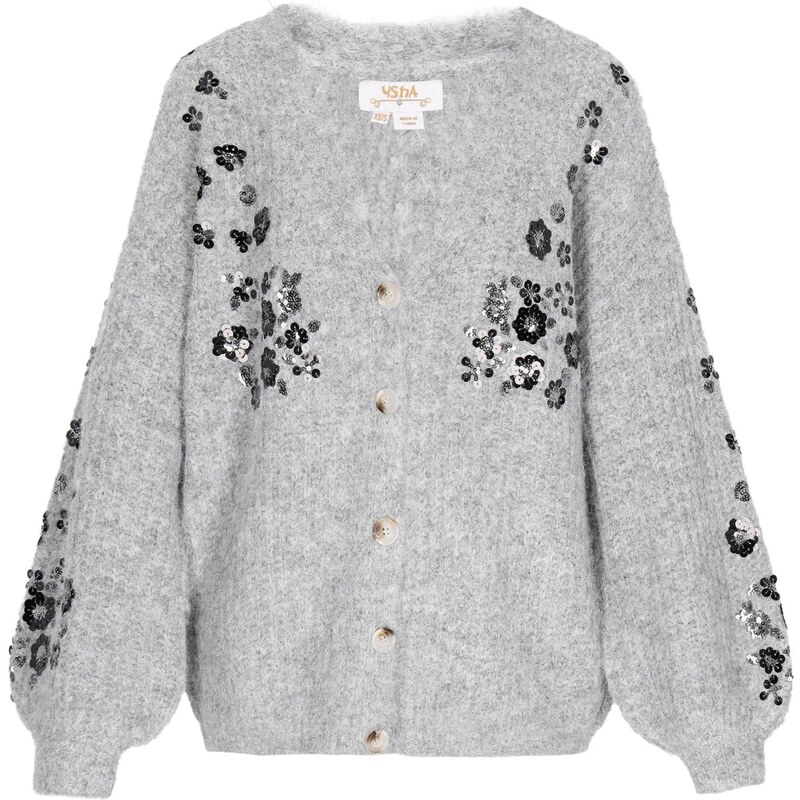 usha FESTIVAL Kardigán sivá melírovaná / čierna / strieborná 66446316