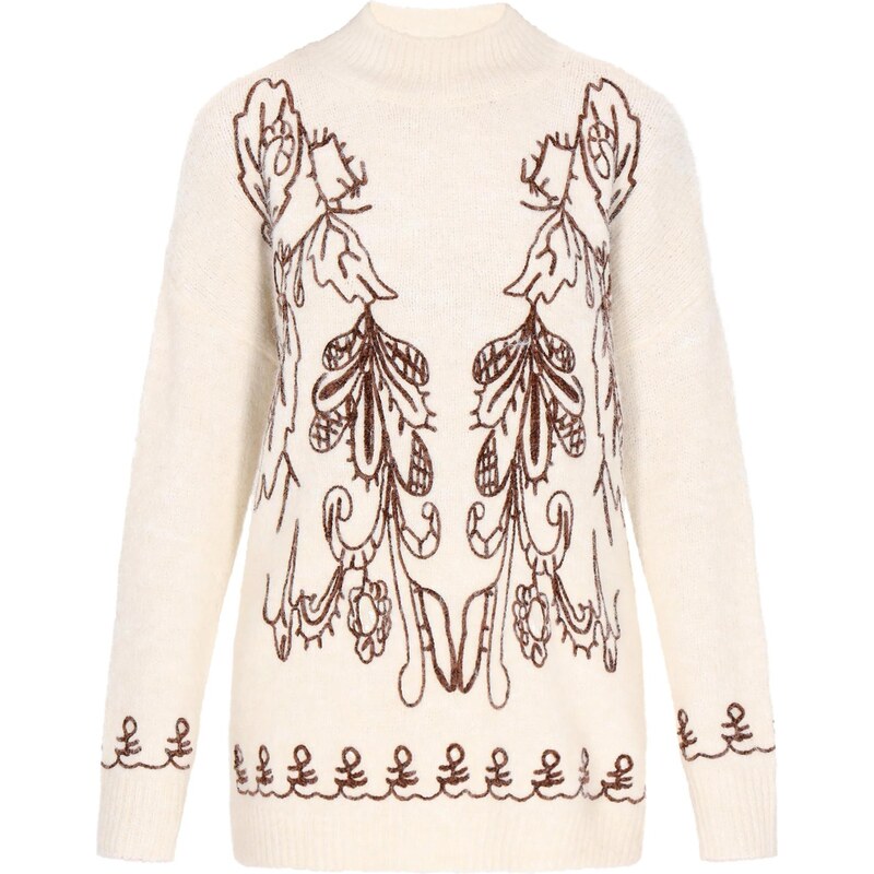 usha FESTIVAL Oversize sveter hnedá / šedobiela 66446313