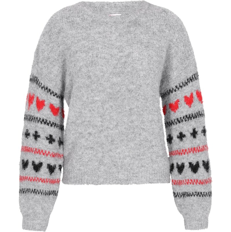 MYMO Sveter Young Fashion sivá / červená / čierna 66446336