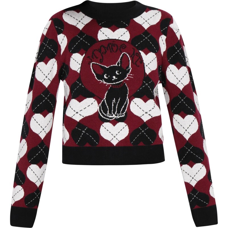 myMo ROCKS Sveter Young Fashion burgundská / čierna / biela 66446367