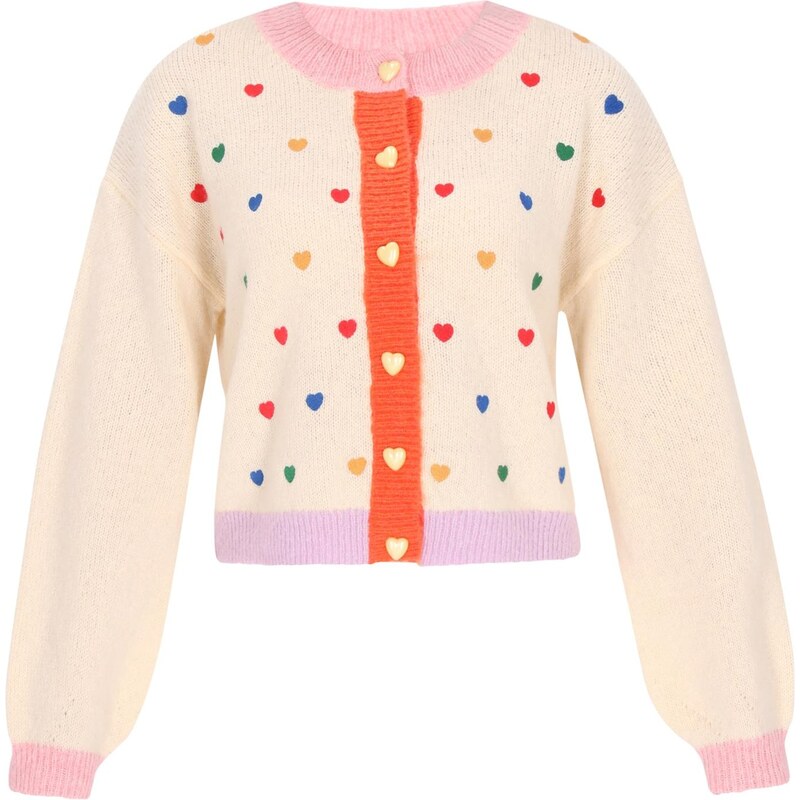 MYMO Oversize kardigán oranžová / ružová / červená / biela ako vlna 66446360