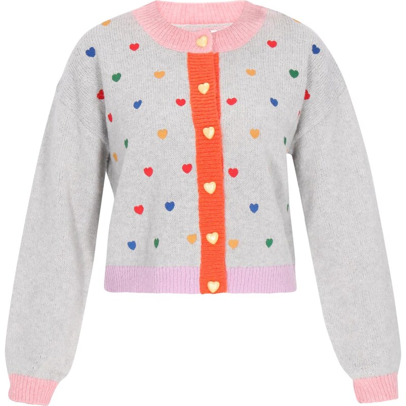 MYMO Oversize kardigán svetlosivá / slivková / tmavooranžová / 66446372