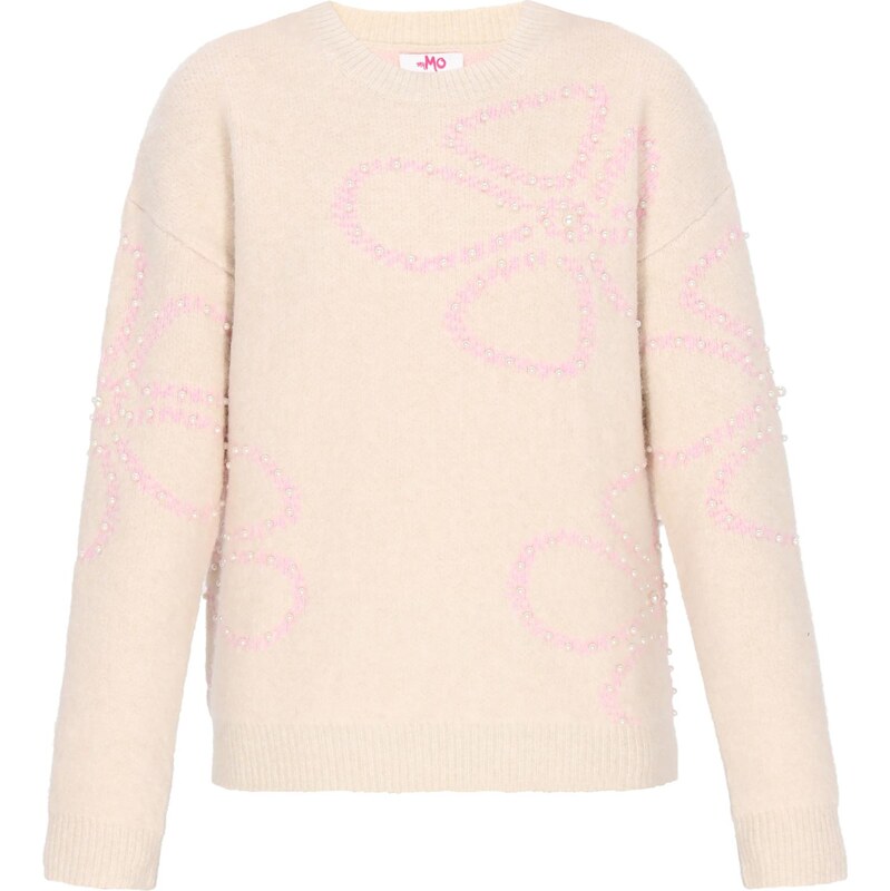 MYMO Oversize sveter Young Fashion béžová / ružová / perlovo biela 66446383