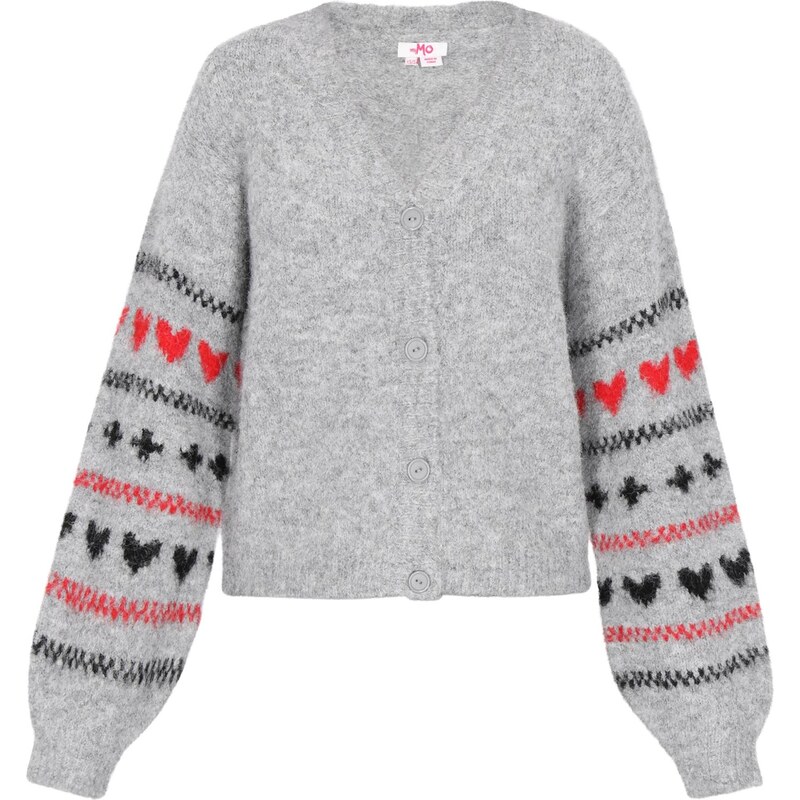 MYMO Kardigán svetlosivá / červená / čierna 66446438