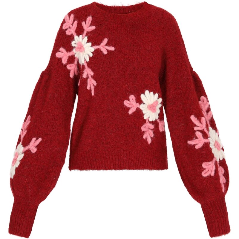 MYMO Oversize sveter ružová / burgundská / prírodná biela 66446451