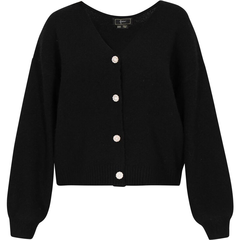 faina Oversize kardigán Fashion Look čierna / biela 66446612