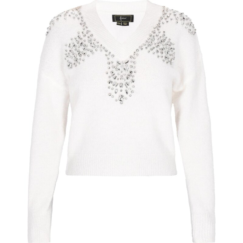 faina Sveter Fashion Look priehľadná / šedobiela 66446666