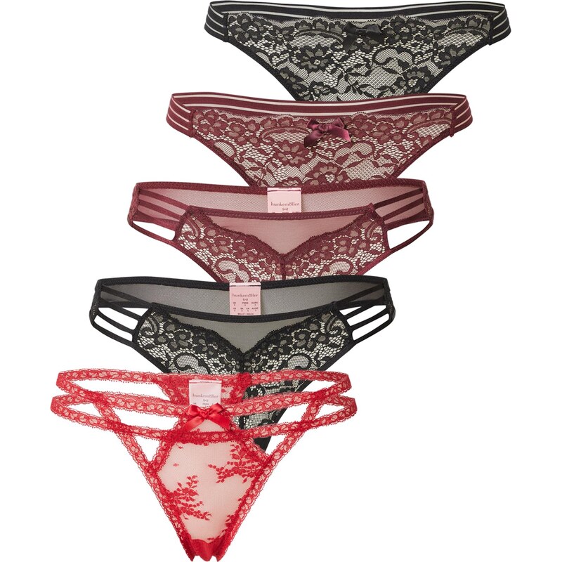 Hunkemöller Tangá černicová / červená / čierna 66447455