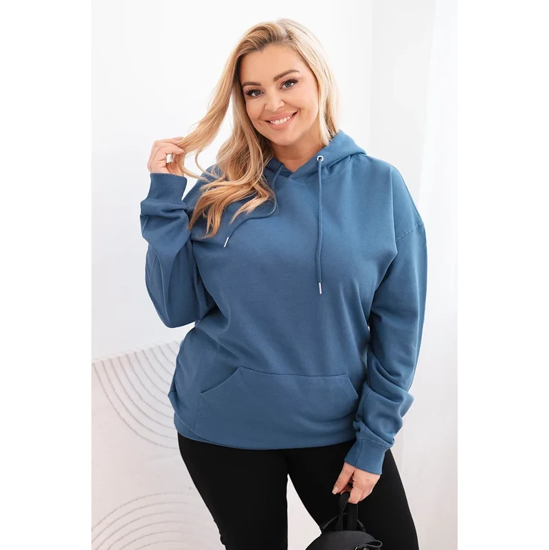 Kesi Włoski Dámska mikina s kapucňou a klokankou Plus Size z bavlny 66446279