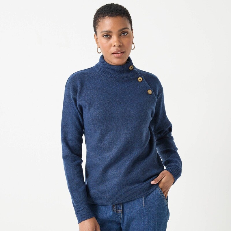 Pulóver s gombíkmi a stojačikom nám. modrá 050 Blancheporte 66450792