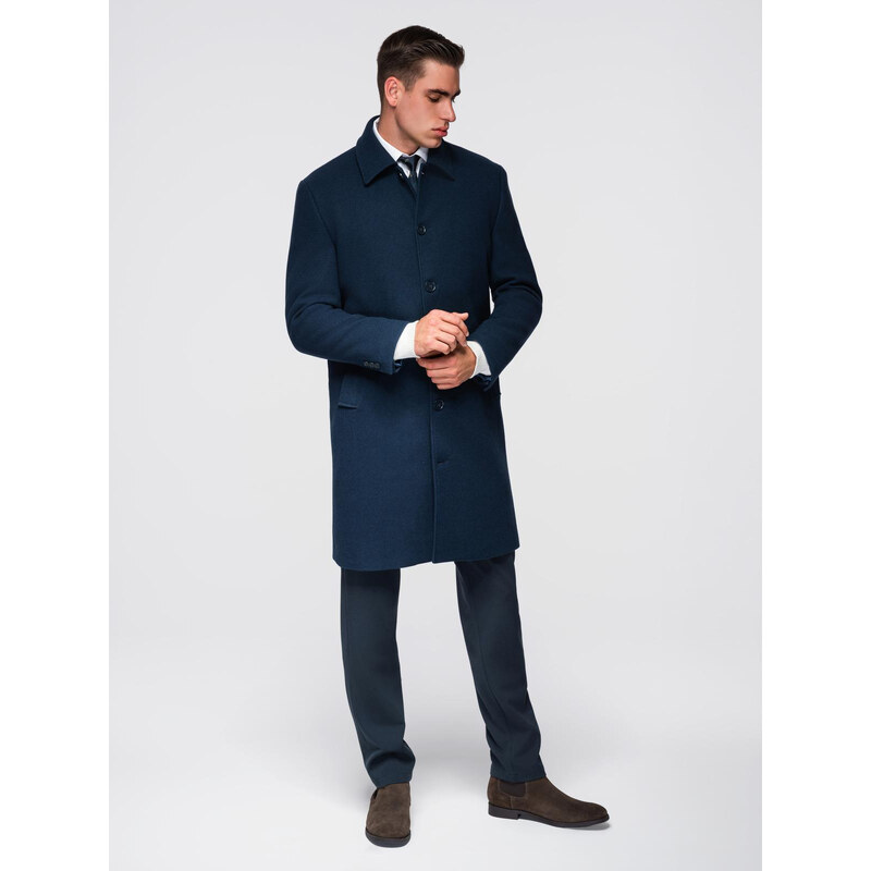 Ombre Pánsky dlhý kabát s golierom 66475649