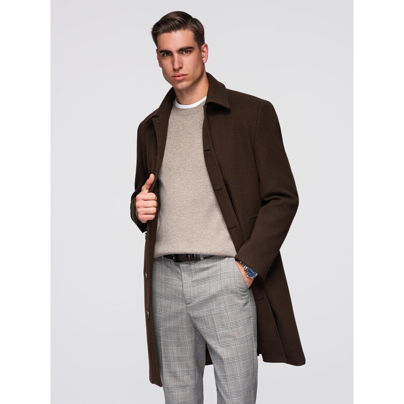 Ombre Pánsky dlhý kabát s golierom 66475648