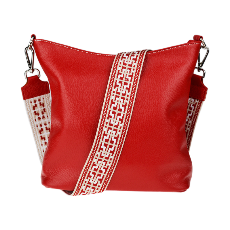 Červená kožená talianska crossbody kabelka Amalia Rossa III 66454400