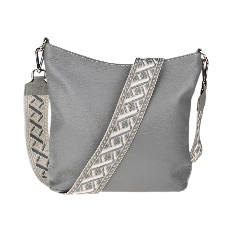 Sivá kožená talianska crossbody kabelka Amalia Grigia II NovaKabelka 66456037