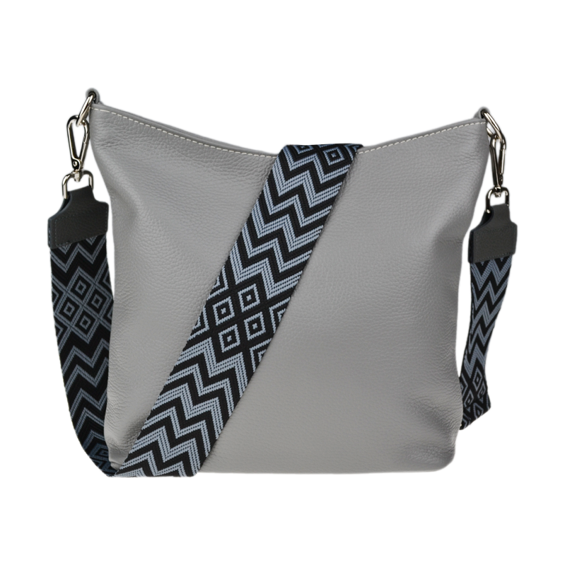 Sivá kožená talianska crossbody kabelka Amalia Grigia IV NovaKabelka 66456039