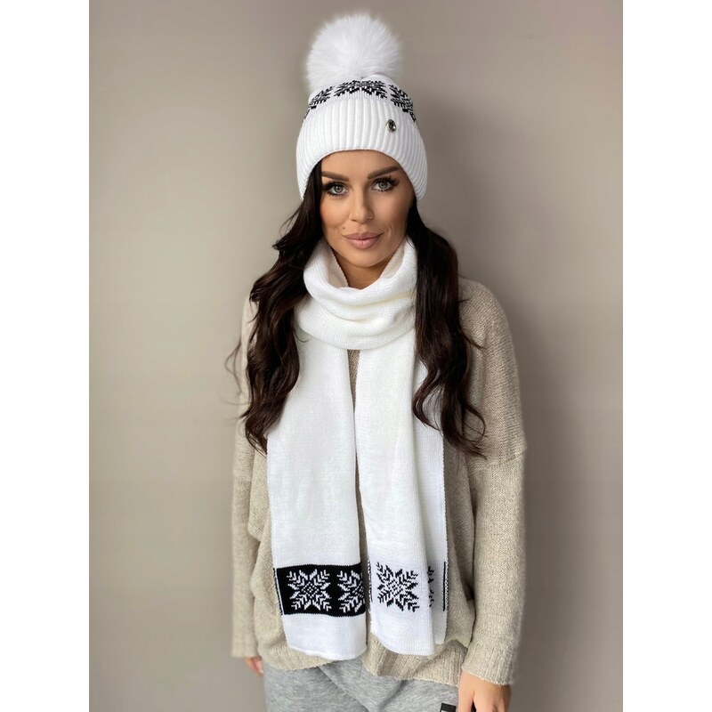 Fashionweek Zimná súprava čiapky a šálu so snehovou vločkou S2809 66464631