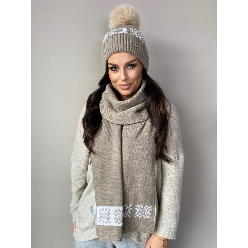 Fashionweek Zimná súprava čiapky a šálu so snehovou vločkou S2809 66464633