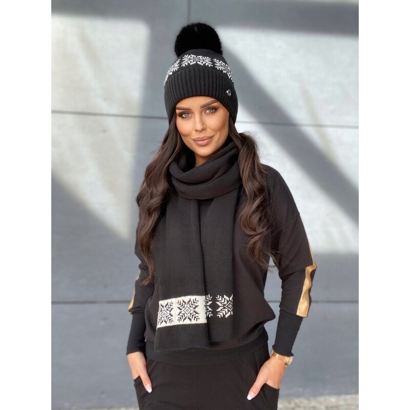 Fashionweek Zimná súprava čiapky a šálu so snehovou vločkou S2809 66464629