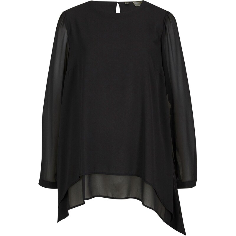 bonprix Dlhá tunika, vzadu dlhší strih, farba čierna 47128831