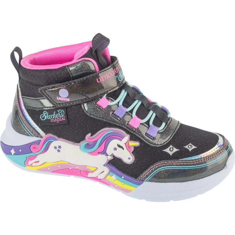 Čierne dievčenské svietiace členkové tenisky Skechers S-Lights: 66188360