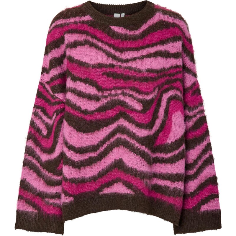 YAS Sveter YASSITTA tmavohnedá / ružová / svetloružová 66462458