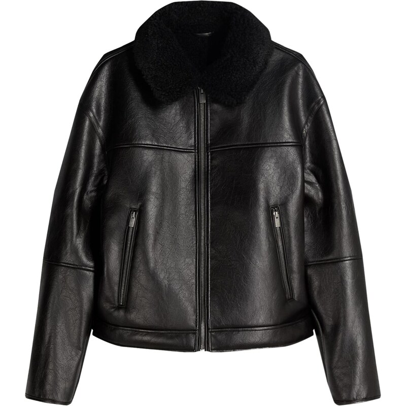 Bershka Prechodná bunda čierna 66462525