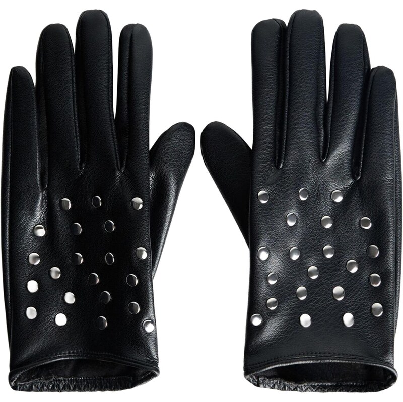 Bershka Prstové rukavice čierna / strieborná 66462518