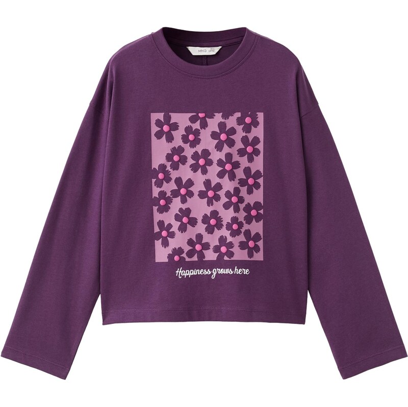 MANGO KIDS Tričko FLOWERS orgovánová / černicová / svetloružová / 66462499