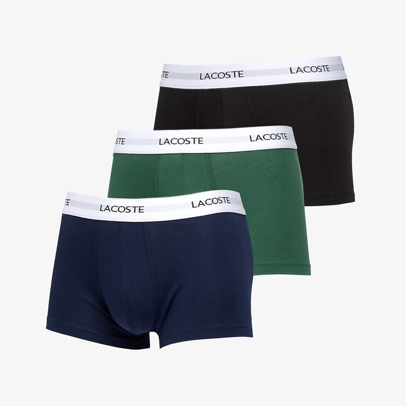 Boxerky LACOSTE 3-Pack Trunk Black/ Green-Navy Blue XL 66954015