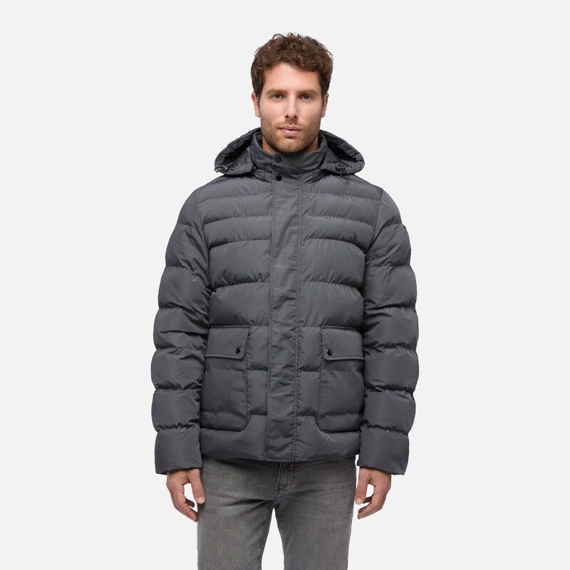 Šedá pánska páperová bunda Geox Leitan 66469401