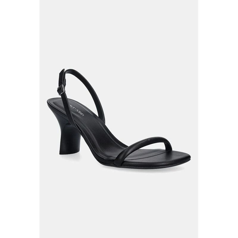 Kožené sandále Calvin Klein SCULPT KITT HEEL STRAPPY LTH 66323203
