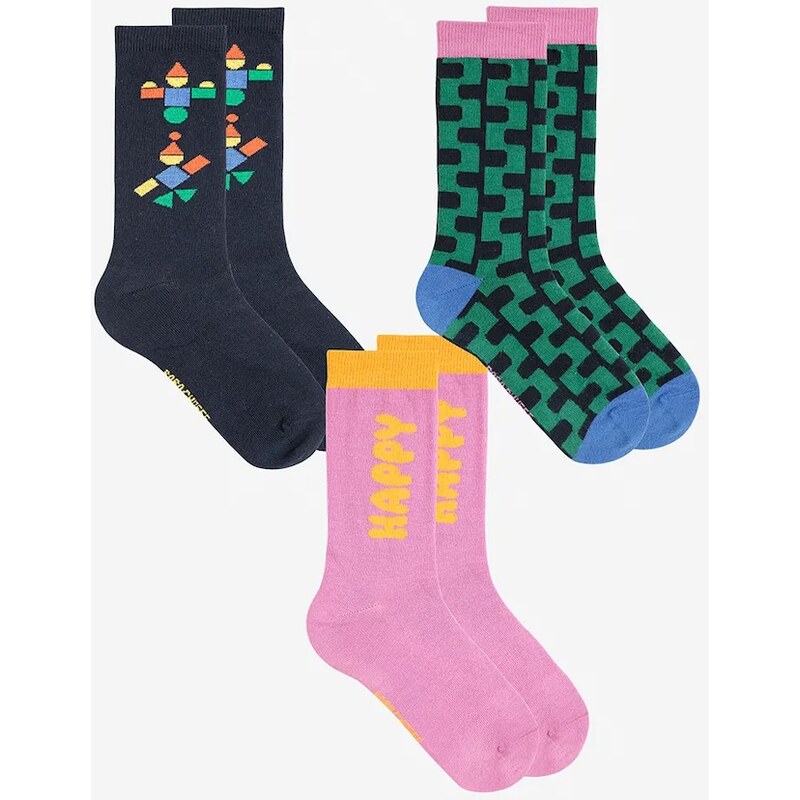 Detské ponožky Bobo Choses Happy 3-pak 66337201