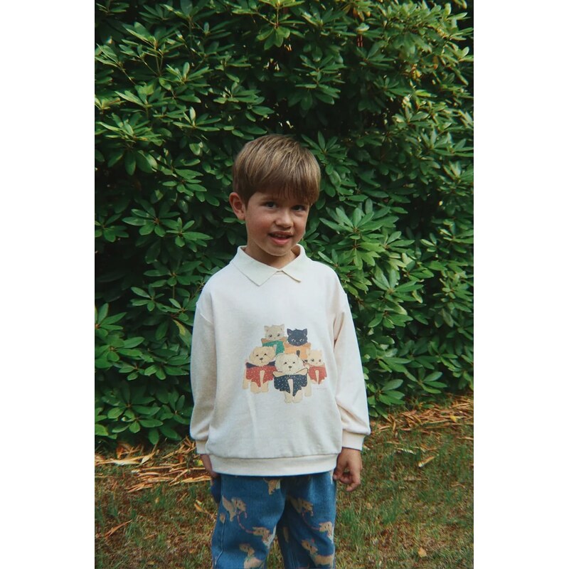 Detská bavlnená košeľa s dlhým rukávom Konges Sløjd SPOTTY LS POLO 66437128