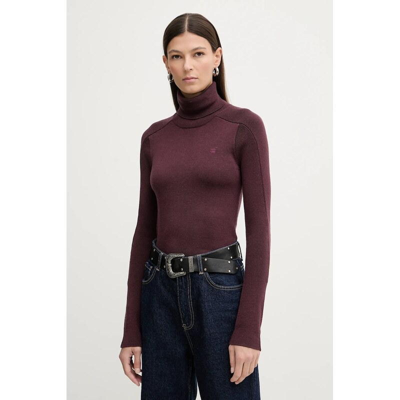 Vlnený sveter G-Star Core turtle slim knit 66336562