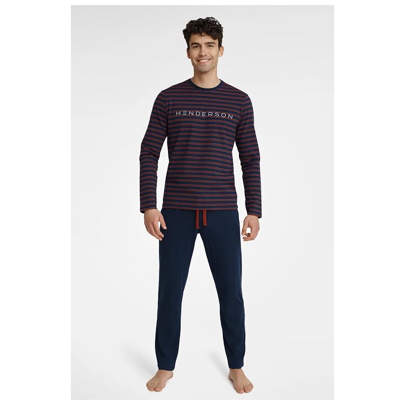 Henderson Pánske pyžamo Umbra modré s oranžovými pruhmi 57956822