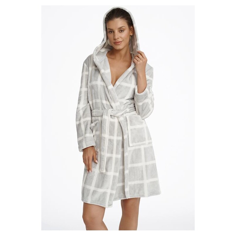 Henderson Dámsky župan Magically sivý so vzorom kocky 57956840