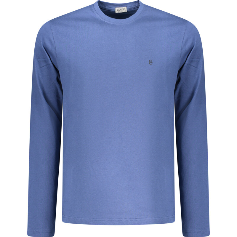 COVERI MOVING Modré pánske tričko s dlhým rukávom 66471352