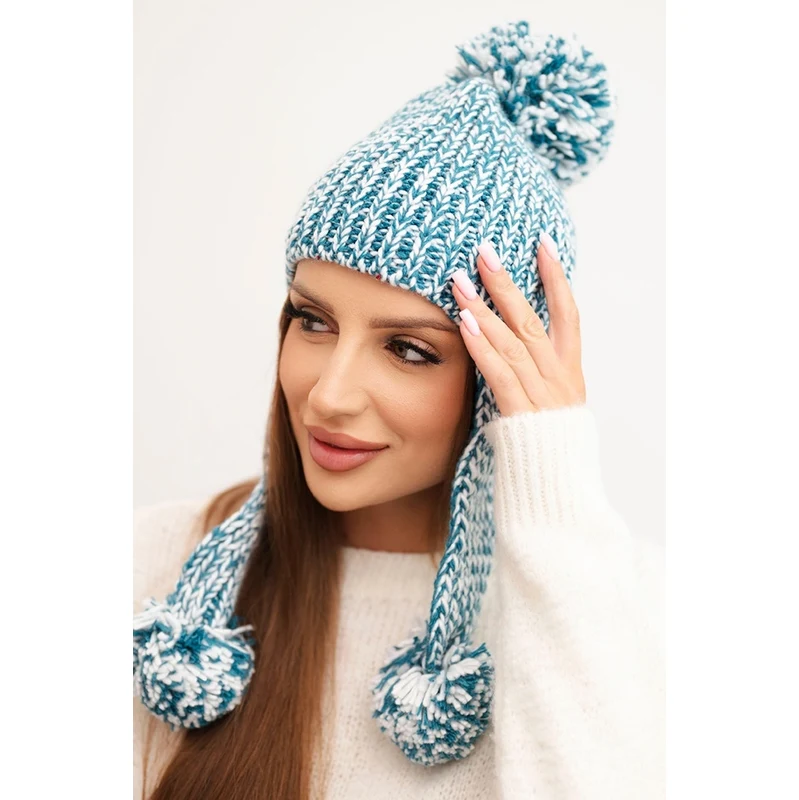 Kesi Dámska čiapka s ušami Emma K343 tyrkysová 66471441